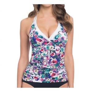 NEW PROFILE BY GOTTEX underwire halter tankini top in fuji